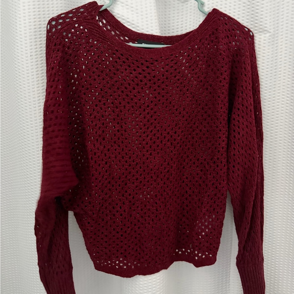 Express Maroon Open-Knit Sweater